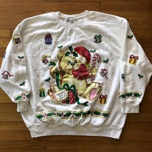 VTG YS CASUALS Teddy Bear Christmas Sweatshirt